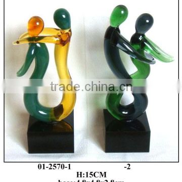 (01-2570)white and green glass figures decoration
