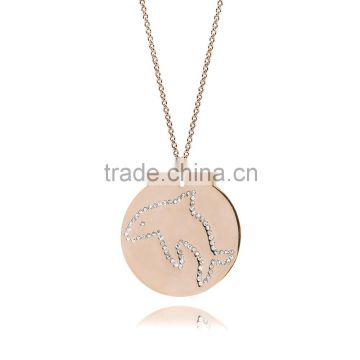 14K Rose Gold Plate for Silver/Brass Genuine Crystal Customize Design Sea Theme 'Dolphin' Animal Pendants Jewelry