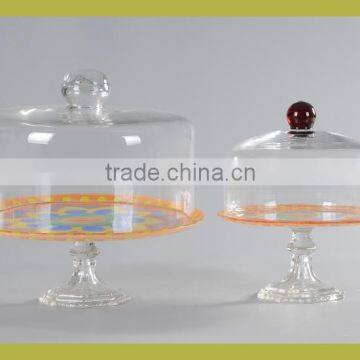 Clear glass cake stand and dome, glass dome cake stand