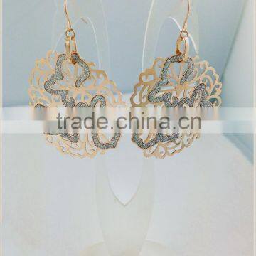 Stainless Steel newest style laser cut patterns with beartiful sand blast earring