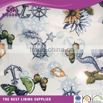 factory perice woven lining printed fabric for garment/custom printed polyester taffeta
