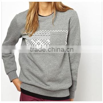 T/C80/20 fleece ladies round neck sweater