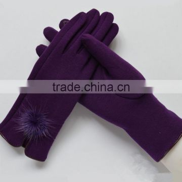 Hot Fashion Factory Lowerprice Winter Ladies Thick Gloves with Fur Pompoms Popular Style