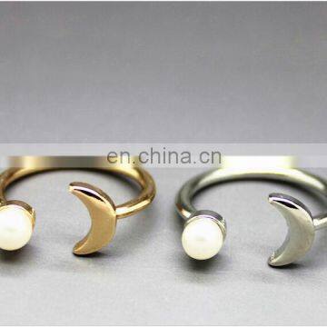 2017 new style alloy plating clip ring female moon ring