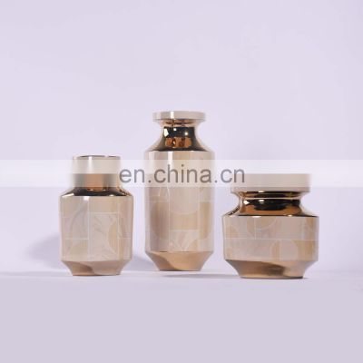 Puzzle Gold Luxury Decal Ceramic Flower Vase Interior Decor