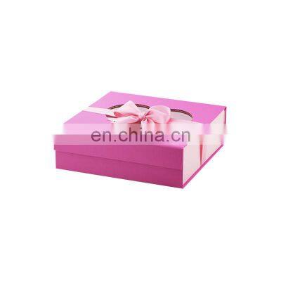 Nice pink color paper gift box for Valentine's Day with heart shape clear window