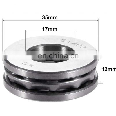 China Miniature Axial Ball Bearings 51203 Thrust Ball Bearing 51203 For Washing Machine 17*35*12 Mm