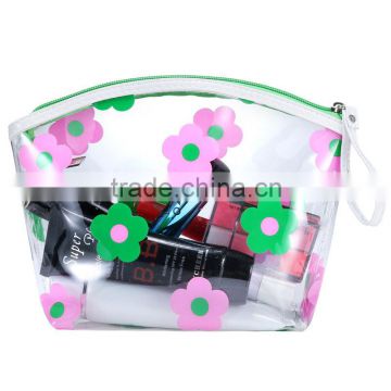 Flowers transparent waterproof makeup bags gargle wholesale clear pvc wash bag