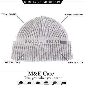 Light grey wool ribbed beanie from Guangjia caps industry
