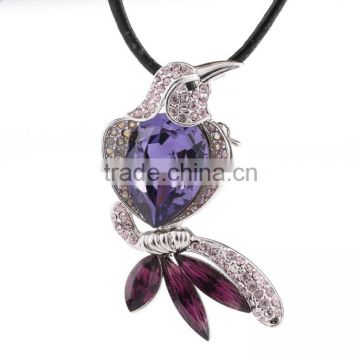 Fashion Jewelry Beautiful Bird Shaped Purple Zircon Necklace