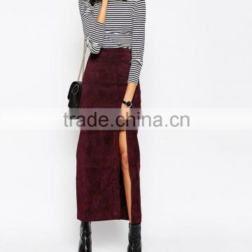 Thigh Split in Suede women maxi skirts wholesale
