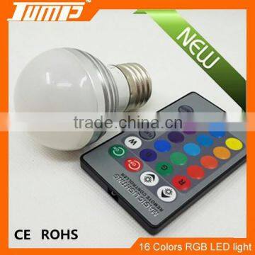 Factory cheap price IR remote control 3W E27 16 colors led bulb light