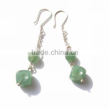 Hot seller natural stone green aventurine diamond earring jewelry beads