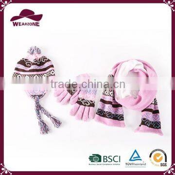 Children knitted hat scarf glove set