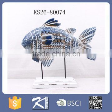home decoration resin fish figurines with metal stand