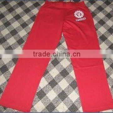 Lady's Red Color Printed Casual Cotton Pants