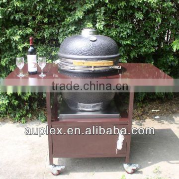 21inch kamado ceramic grill with brown iron table