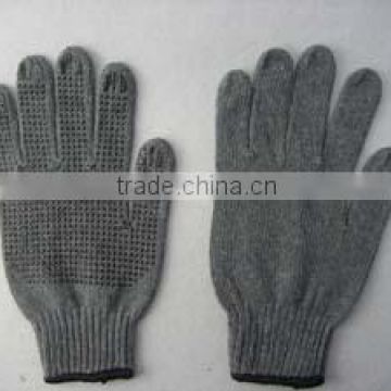 7g Grey String Knit PVC Single Dotted Work Glove