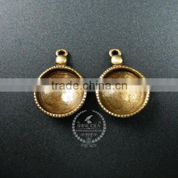 14mm setting size vintage alloy bronze round bezel DIY pendant charm bezels tray 1411127