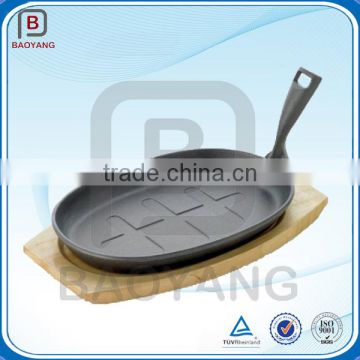 Pre-seasoned oil cast iron sizzling pan with removable handle