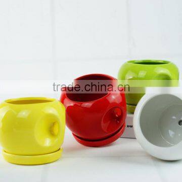 New design colorful ceramic cup shaped flower pot