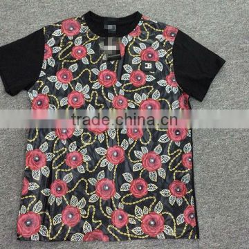 2014 mens fashion printing flowers t shirt made in china