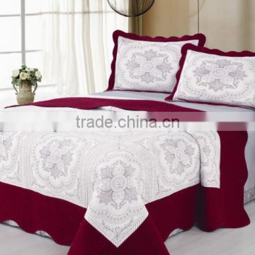 Microfiber Cotton Embroidery Quilt Set/ Embroidery Bedspreads