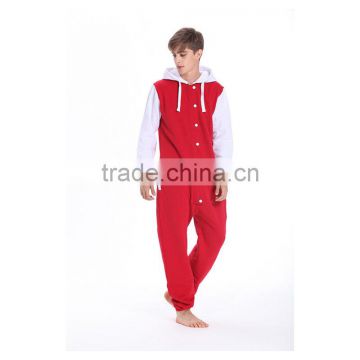 Fashion onesie jumpsuits with contrast sleeves red jumpsuits for men