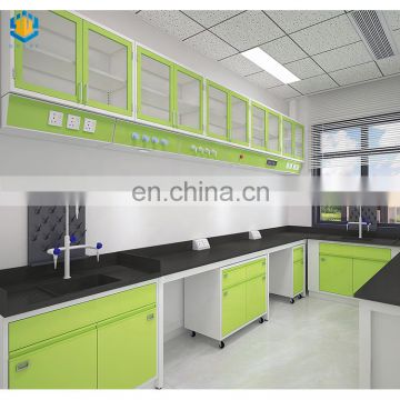 Full steel laboratory furniture work bench table workshop with sink wall cupboard