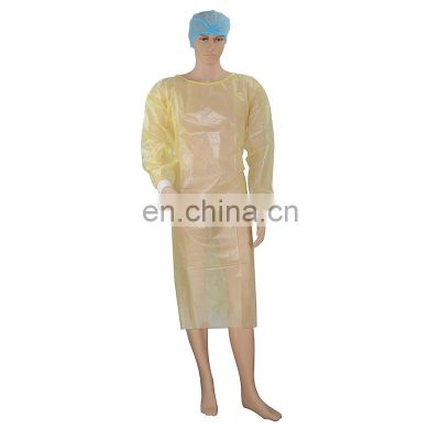 Disposable Gowns Yellow Non Woven PP PE Isolation Gown For Hospital