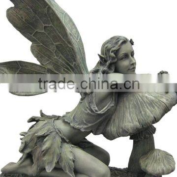 Tall Garden Fairy on Mushroom Statue