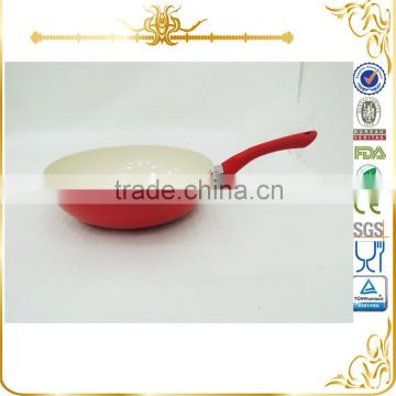 28x8cm Easy clean red color wok with cream ceramic coating MSF-6394
