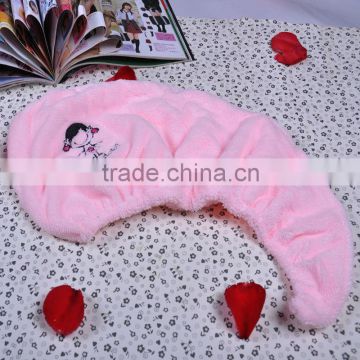 elastic pink microfiber turban dry hair towel wit LOGO
