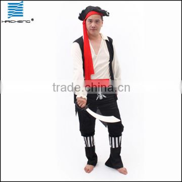 Halloween adult cosplay caribbean costume with nonwoven hat