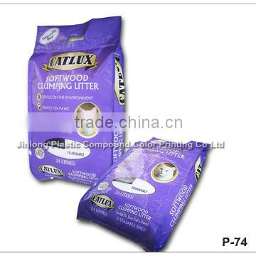 quad seal plastic cat litter packaging bags with handle