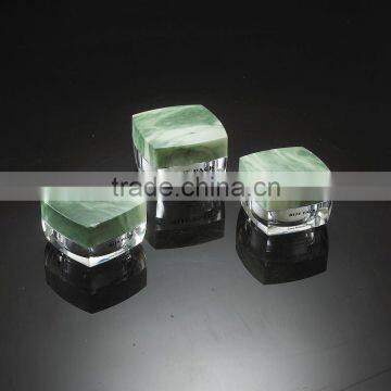 Dark Green Grain Pattern Cosmetic Packaging Square Cream Jar