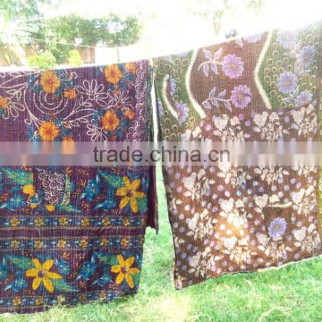 kantha stitched Vintage kantha quilt throw handmade india