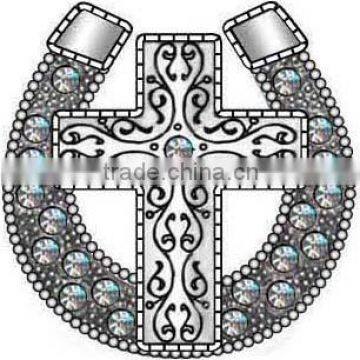 Western Cross Conchos with rhinestones for belt and hat