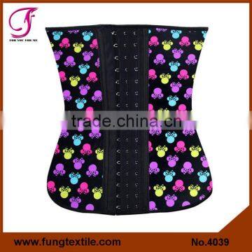 4039 Brand Quality Floral Printed Rubber Waist Training Body Shaper,Pattern Latex Waist Cincher