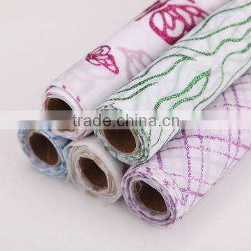 hot selling new fashion non woven material floral wrapper glitter roll