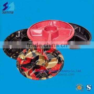 SM1-2102Black Disposable Plastic 5 Compartment Trays For Food Packaging