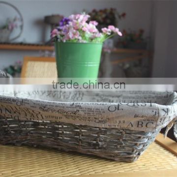 rect wood chip stock tray with handle and fabric liner