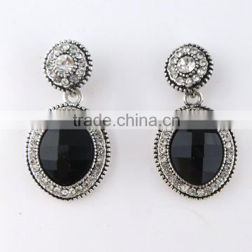 Winter style black plastic stone earring