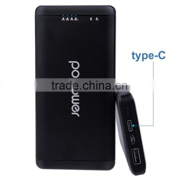 Newest 10000 mah type c power bank with usb quick charge 2.0 external battery for MacBook black