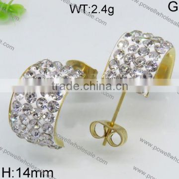 Wholesale fashion crystal gold plated stud earring