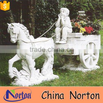 large outdoor ornaments voiture with horse sculpture NTBM-H022X