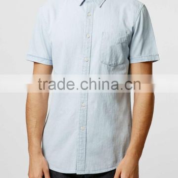 White Denim Short Sleeve Casual Shirt