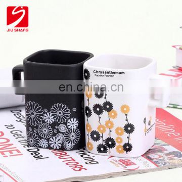 Hot Sales Excellent Square Yellow White Ceramic Mugs