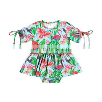 Floral pattern flower printing  soft bright  jumpsuit girl baby rompers