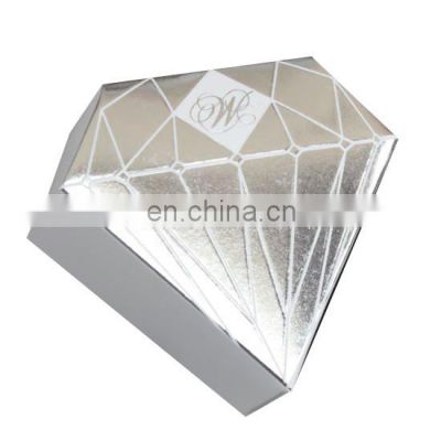 Customized shinny printed logo diamond shape box for cosmetics packing